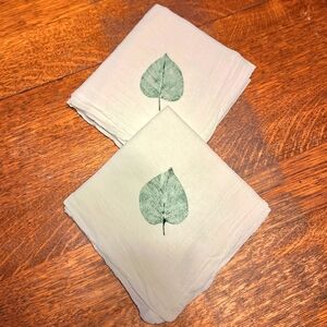 Tea Towels with a Green Leaf Print (2), 100% Cotton RN#52469